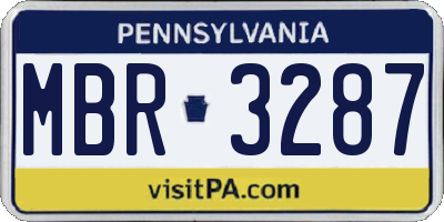 PA license plate MBR3287