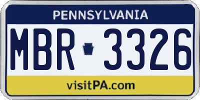 PA license plate MBR3326