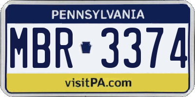 PA license plate MBR3374