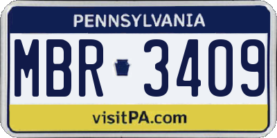 PA license plate MBR3409