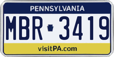 PA license plate MBR3419