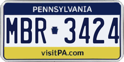 PA license plate MBR3424