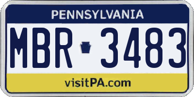 PA license plate MBR3483