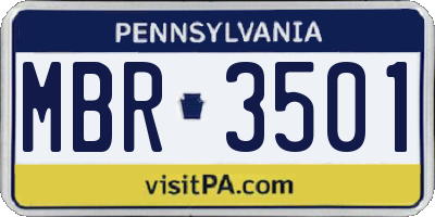 PA license plate MBR3501