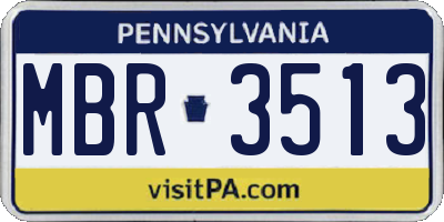 PA license plate MBR3513
