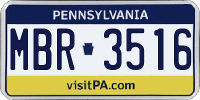 PA license plate MBR3516
