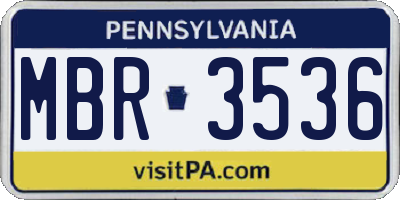 PA license plate MBR3536