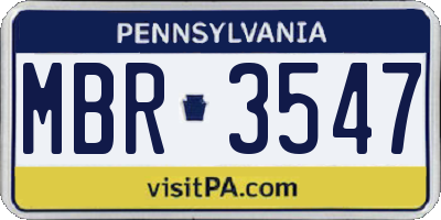 PA license plate MBR3547