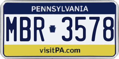 PA license plate MBR3578