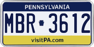 PA license plate MBR3612