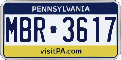 PA license plate MBR3617