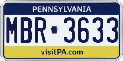 PA license plate MBR3633