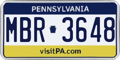 PA license plate MBR3648