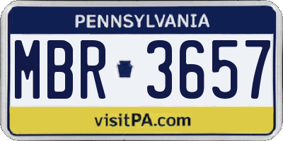 PA license plate MBR3657
