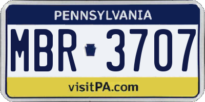 PA license plate MBR3707