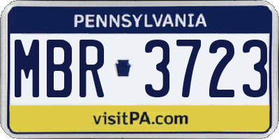 PA license plate MBR3723