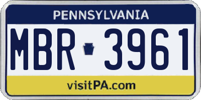 PA license plate MBR3961