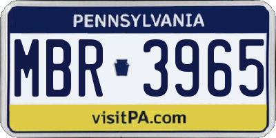 PA license plate MBR3965