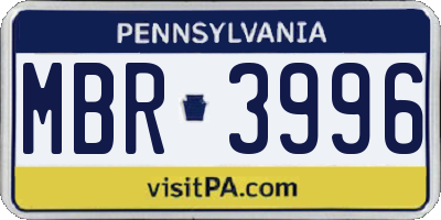 PA license plate MBR3996