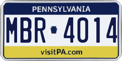 PA license plate MBR4014