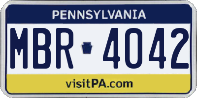PA license plate MBR4042