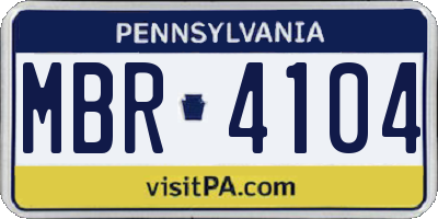 PA license plate MBR4104