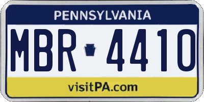 PA license plate MBR4410