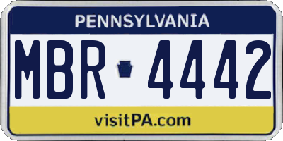 PA license plate MBR4442