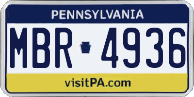 PA license plate MBR4936