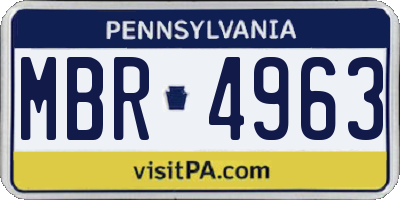 PA license plate MBR4963