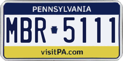 PA license plate MBR5111