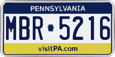 PA license plate MBR5216