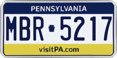 PA license plate MBR5217