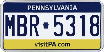 PA license plate MBR5318
