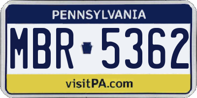 PA license plate MBR5362