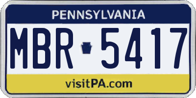 PA license plate MBR5417