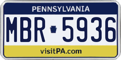 PA license plate MBR5936