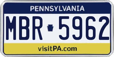 PA license plate MBR5962