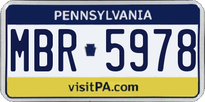 PA license plate MBR5978