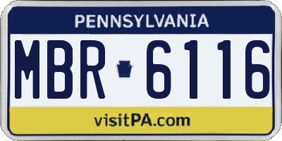 PA license plate MBR6116
