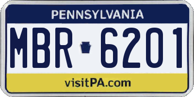 PA license plate MBR6201