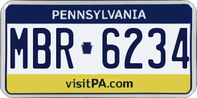 PA license plate MBR6234