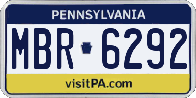 PA license plate MBR6292