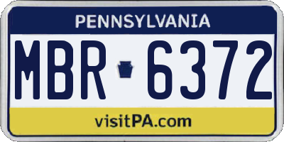 PA license plate MBR6372