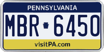 PA license plate MBR6450