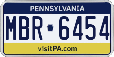 PA license plate MBR6454