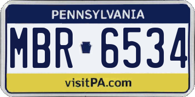 PA license plate MBR6534
