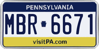PA license plate MBR6671