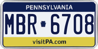 PA license plate MBR6708