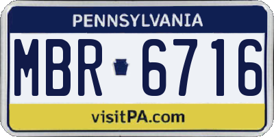 PA license plate MBR6716